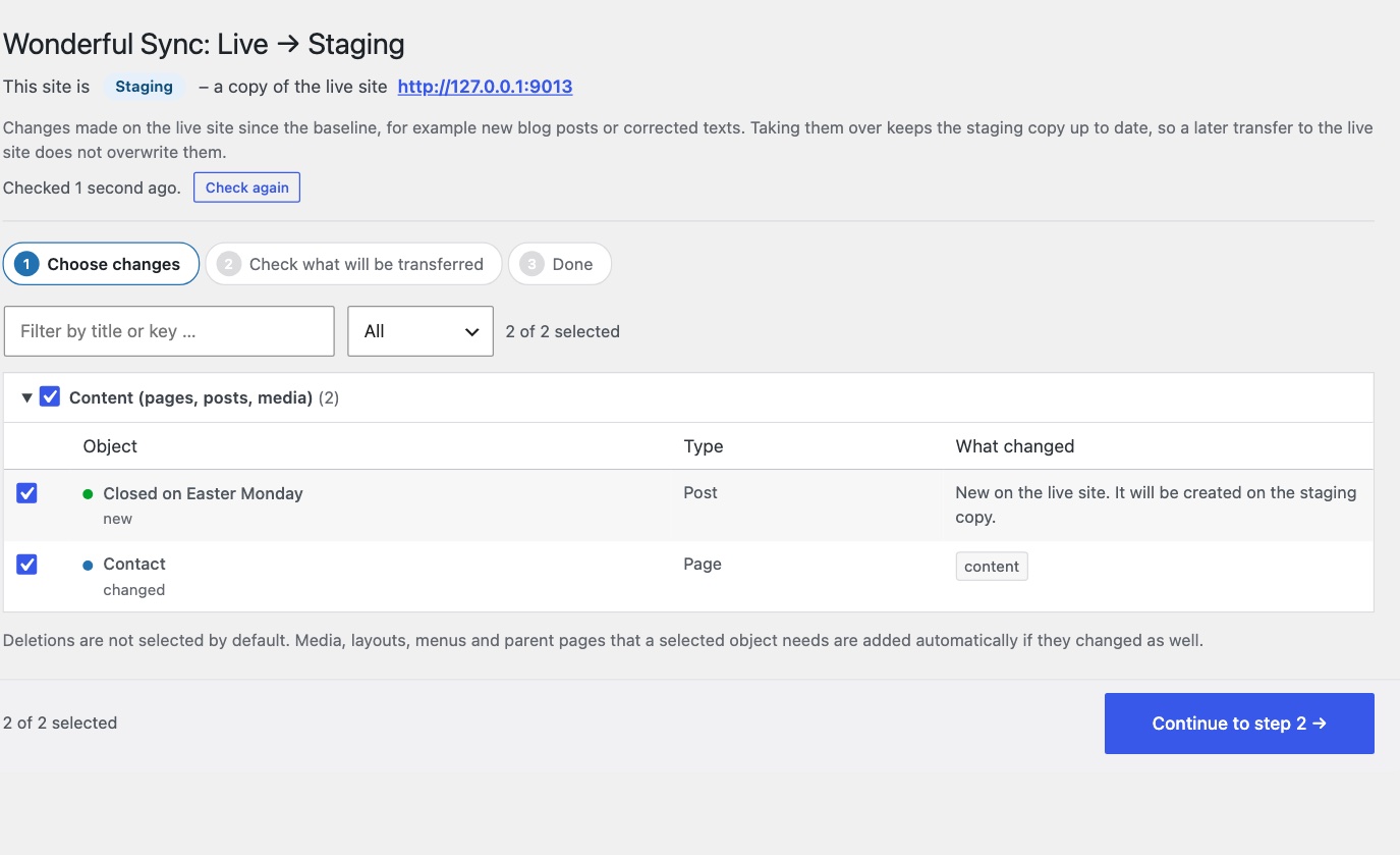 Live to staging: a new post from live, taken over into the staging copy